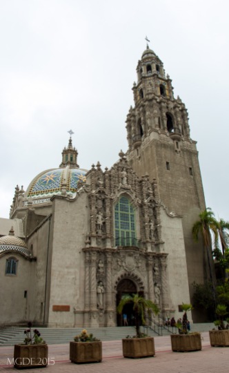 The California Bell Tower and San Diego Museum of Man.