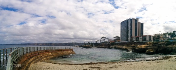 Panoramic view (looking north) of La Jolla Cove as seen from Children's Pool.
