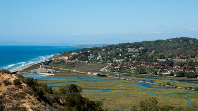 View of Soledad Lagoon from Torrey Pines State Reserve, where the lagoon meets the ocean.