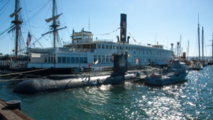 The Berkeley ferryboat housing the San Diego Maritime Museum and the USS Dolphin